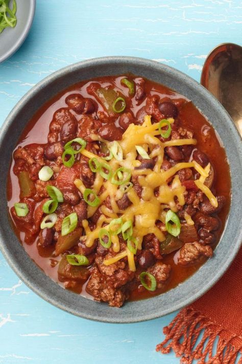 Ina Garten Chili Con Carne - Delish Sides Texas Rising, Chili Con Carne Recipe, Carne Recipe, Ground Beef Stews, Bowl Of Chili, Con Carne Recipe, Beer Bacon, Cooking With Beer, Baked Asparagus