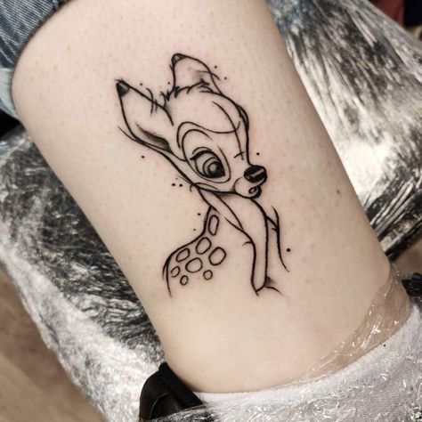 Bambi Tattoo Ideas, Bambi Tattoo, Tattoos Disney, Disney Sleeve, Bunny Tattoos, Bear Tattoos, Chip And Dale, Disney Tattoos, Creative Tattoos