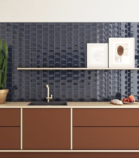 Blue Tile Backsplash Kitchen, Creative Tile, White Light Fixture, Tile Ceramic, The Tile Shop, Kitchen Tile, Blue Tiles, Kitchen Tiles Backsplash, Ceramic Wall Tiles