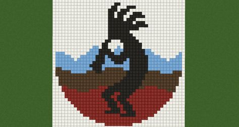 Native American Pixel Art: Kokopelli by Nonamewayward on DeviantArt Native Pixel Art, Graph Crochet, Pixel Art Templates, Native American Design, Minecraft Ideas, Quilt Blocks, Pixel Art, Nativity, Native American