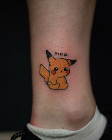 A VERY grumpy (bleedy) little Pikachu. . . . #tattoo #newtattoo #ankletattoo #pikachutattoo #cutetattoos #simplepokemontattoo #colourtattoos #bostontattooartist Pikachu Tattoo, Her Tattoo, One Tattoo, Tattoo Cover Up, Tattoo Cover-up, Vinyl Toys, Best Tattoo, Tattoo Artist, Small Tattoos