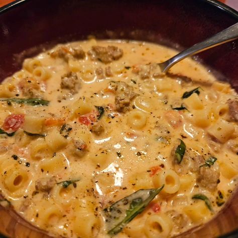 Creamy Parmesan Italian Sausage Soup - Easy DIY Recipes Sausage Soup Recipes, Italian Sausage Soup, Ditalini Pasta, Creamy Parmesan, Sweet Italian Sausage, Sausage Soup, Pasta Soup, Soup And Stew, Diced Tomatoes