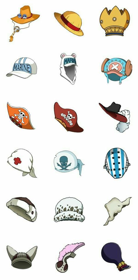 One Piece characters, hats; One Piece Ace Hat, Law One Piece, Anime Hats, Devil Fruit, Pirate Boy, One Piece Tattoos, Hat Png, One Piece Crew, The Pirate King