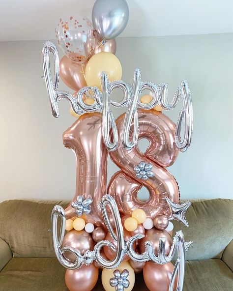 Easy Birthday Party Decorations, Balloon Baby Shower Centerpieces, Toddler Birthday Cakes, Rose Gold Party Decor, Deco Ballon, Backyard Birthday, Balloon Crafts, Diy Balloon Decorations, Balloon Arrangements