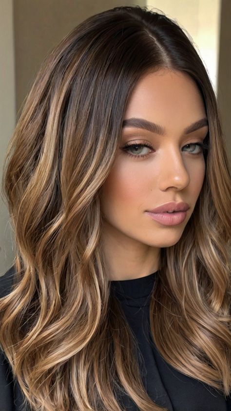 ✨ Graceful 2024 Brunette Hair Trends Fall 2025 hair trends for women | Dreamy Prestige 💇‍♀️✨ Brunette Old Money Hair, Honey Caramel Hair Color, Dark Brown Blonde Highlights, Brunette Hair Trends, Hair Highlight Trends, Brown Hair Halloween Costumes, Brown Hair Trends, Spring Hair Trends, Long Curly Haircuts