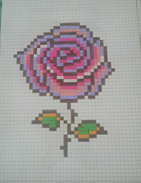 Lindo. Pixel Art Noel, Image Pixel Art, Pixel Art Minecraft, Rose 31, Beauty And The Beast Art, Graph Paper Designs, Graph Paper Drawings, Tiny Cross Stitch, Art Perle