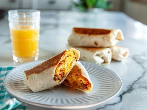 Pioneer Woman Sweet And Savory Breakfast Wraps, Pioneer Woman Breakfast Wraps, Pioneer Woman Freezer Breakfast Burritos, Tortilla Breakfast Wrap, Pioneer Woman Breakfast, Brunch Sandwiches, Freezer Stock, Brunch Boards, Tortilla Breakfast