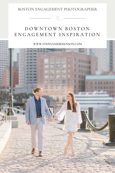 Engagement portrait Inspiration in Downtown Boston | Boston Engagement Photographer Stephanie Berenson Photography Downtown Boston Engagement Photos, Boston Couple, Cape Cod Wedding Venues, Boston Engagement Photos, Boston Outfits, Engagement Portrait, Downtown Boston, Engagement Pic, Cape Cod Wedding