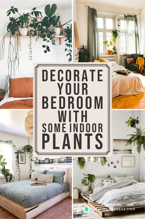 There will be some varied ways that you can do to create such a warm and comfortable bedroom decoration. From all of the choices, you can have it with greenery. Providing the indoor plants won’t be only for the living room or other public spaces you have in your house. #indoorplant #bedroomgreenery #bedroomdecoration #indoorgreenery Bedroom Decor Ideas With Plants, How To Style Plants In Bedroom, Plant Decor In Bedroom, Small Plant Room Ideas, Bohemian Bedroom Plants, Plant Ideas For Bedroom, Bedroom With Plants Aesthetic, Plant Bedroom Ideas, Bedroom Plants Decor Ideas