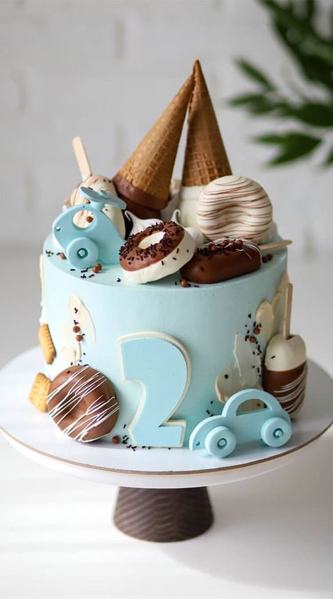 Two Cool Birthday Cake Boy, Cake Designs Boys Kids, 2nd Birthday Cakes For Boys, 2nd Birthday Boy Cake Ideas, 2 Birthday Cake Boy, Second Birthday Cake Ideas, Baby Boy Birthday Cake 2nd, Boys Cake Designs Birthday, Blue Cakes For Boys