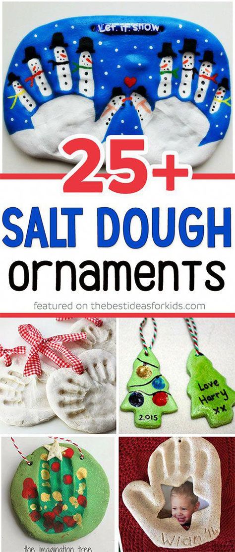 Over 25 of the best salt dough ornament ideas for kids! So many fun ideas including snowman, christmas tree, handprint, fingerprint, olaf and more! Such fun kids craft to make as Christmas gifts! #saltdough #saltdoughornaments #christmas #christmasideas #christmasforkids via @bestideaskids #christmascrafts Dough Ornament Ideas, Salt Dough Ornament Ideas, Baby Christmas Crafts, Salt Dough Ornament, Diy Gifts For Christmas, Salt Dough Christmas Ornaments, Best Salt, Juleverksted For Barn, Handprint Ornaments