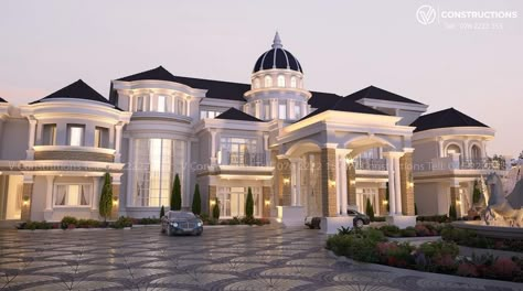 Mega Mansions Luxury Modern, Elegant Mansion Exterior, Luxury Houses Exterior, Cute Mansion, Luxury Homes Dream Houses Mansions, White House Modern, Modern Mansion Luxury, Dream Mansion Exterior, Dubai Mansions