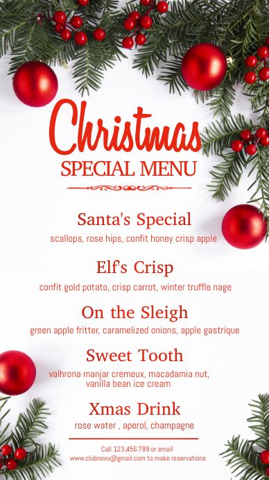 Christmas Menu Design, Christmas Menus, Christmas Sale Poster, Menu Christmas, New Year Menu, Free Menu Templates, Xmas Drinks, Candle Decorations, Menu Flyer