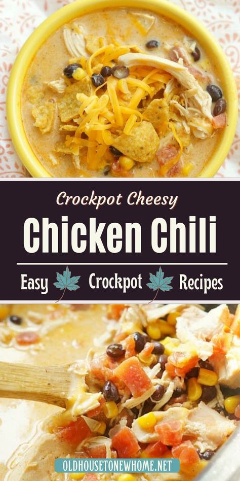 This Crockpot Cheesy Chicken Chili is quite possibly the best chicken chili recipe ever! There is so much flavor in this easy chili recipe and you will seriously crave this meal all winter long. Best Chicken Chili Recipe Award Winning, Chili Recipe Chicken, Chicken Chili With Cream Cheese, Best Chicken Chili, Chili With Cream Cheese, Best Chicken Chili Recipe, Cheesy Crockpot Chicken, Crockpot Cheesy Chicken, Crockpot Chicken Chili