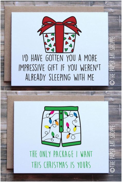 Funny Fiance Christmas Cards : http://www.confettidaydreams.com/fiance-christmas-and-holiday-cards/ Handmade Christmas Gift Ideas For Boyfriend, Funny Christmas Cards For Boyfriend, Diy Christmas Cards Boyfriend, Diy Christmas Cards Funny, Christmas Card Husband, Boyfriend Christmas Card Ideas, Christmas Card Ideas For Boyfriend, Cute Christmas Cards For Boyfriend, Christmas Cards Boyfriend