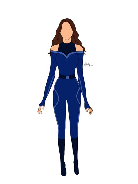 Superhero Suit Design Female Blue, Clothing Character Design, Blue Superhero Suit Female, Blue Superhero Suit, Marvel Suits, Superhero Suit Design, Superhero Outfits Design, Suits Art, Marvel Shifting