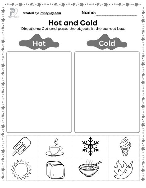 Free Hot and Cold Worksheets for Preschool Hot And Cold Science Preschool, Hot And Cold Science Experiments, Hot And Cold Worksheet Preschool, Hot And Cold Worksheet, Hot And Cold Activities Preschool, Science Kindergarten Worksheets, Preschool Science Lessons, Science Kindergarten, Baby Boy Scrapbook Layouts