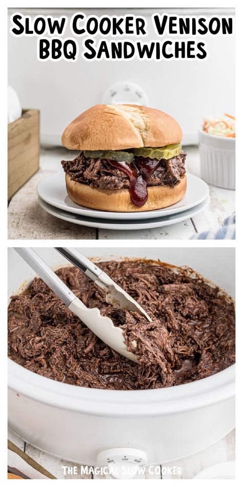 Deer Shoulder Recipes Crock Pot, Crock Pot Venison Steaks, Slow Cooker Deer Meat, Deer Bbq Crock Pot, Easy Venison Crockpot Recipes, Elk Slow Cooker Recipes, Venison Bbq Crockpot, Pulled Venison Slow Cooker, Crock Pot Venison Recipes