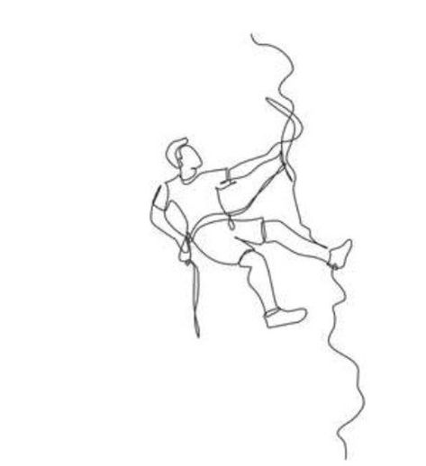 Sports Line Art, Bouldering Drawing, Embroidery Climbing, Active Illustration, Climbing Drawing, Mountain Line Art, Rope Drawing, Climbing Art, Line Animation