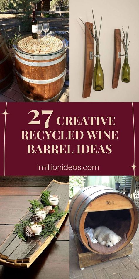 Wood Barrel Ideas, Barrel Garden Ideas, Wine Barrel Bar Table, Wine Barrel Ideas, Wine Barrel Diy, Wine Barrel Garden, Whiskey Barrel Decor, Wine Barrel Decor, Whiskey Barrel Table