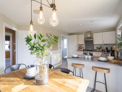 Our work with Persimmon Homes | Athena Surfaces Hanging Seating, Bloor Homes, Persimmon Homes, Homes Kitchen, Space Lighting, Interiors Kitchen, Diner Decor, Rattan Wall, Plants Wall