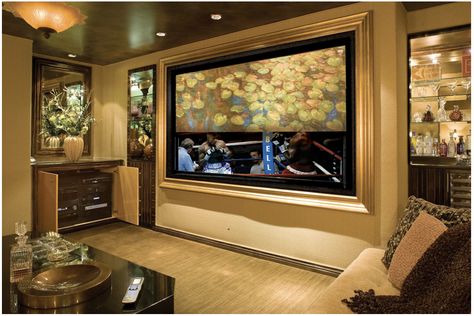 Jeri’s Organizing & Decluttering News: Three Ways to Hide That Big Wall-Mounted Plasma TV Big Screen Tv Wall, Big Screen Tv Wall Ideas, Tv Wall Ideas, Big Screen Tv, Plasma Tv, Tv Wall Decor, Interior Wall Design, Living Room Tv Wall, Wall Ideas