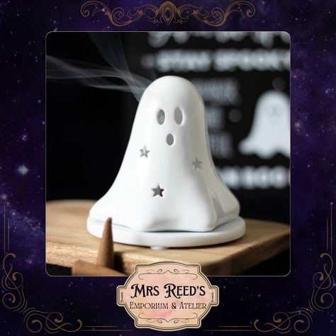 Get you a boo that can do both this Halloween! 👻 Meet The Little Ghost Tealight and Incense Cone Holder available now online. https://tinyurl.com/LittleGhostConeTealightHolder This versatile ceramic tealight holder doubles as an incense cone holder, you to choose between a spooky glow or bewitching fragrance. Free delivery on all UK orders over £50. #ghost #homedecor #Halloween #candles #incensecones #spookyseason Incense Cones, Tea Light Holder, Incense, Tea Lights, Ghost, Fragrance, Candles, Halloween, Home Decor