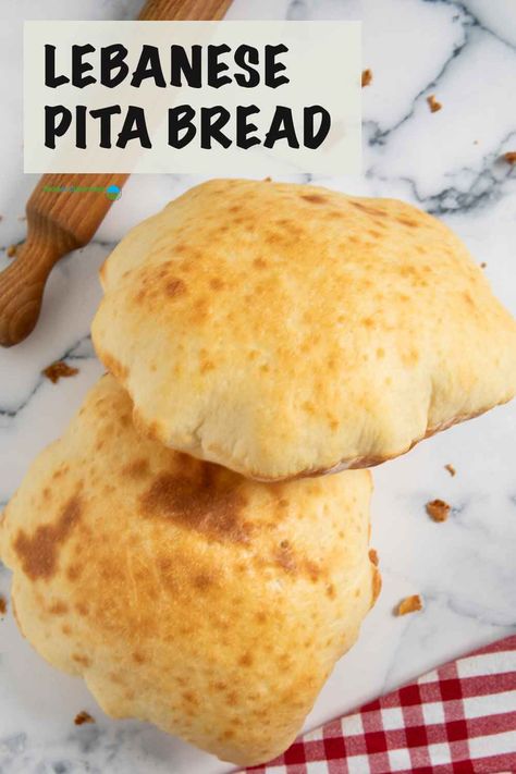 This Lebanese Pita Bread recipe is a delicious, no-fuss way to have an all-around bread for all your meals.  Plus, it's so easy to prepare it manually --- give it a try! Lebanese Pita Bread Recipe, Easy Pita Bread Recipe, Turkish Flatbread Recipe, Lebanese Bread, Flatbread Dough, Tzatziki Sauce Recipe, Homemade Pita Bread, Pita Bread Recipe, Pita Recipes