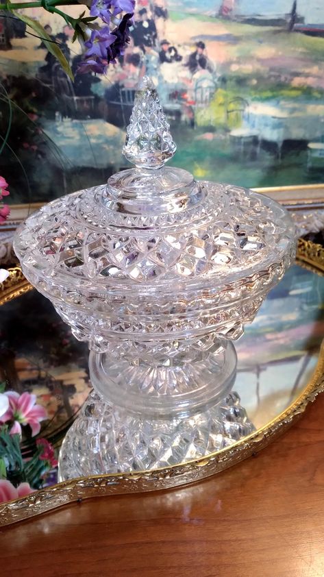 Anchor Hocking Wexfor Glass Candy Dish & Lid | Vintage Wexford Glass Footed Candy Dish w Lid Antique Dishes Collectible, Antique Dishes, Greensboro Nc, Glass Candy Dish, Glass Candy, Holiday Deals, Anchor Hocking, Candy Dish, Pressed Glass