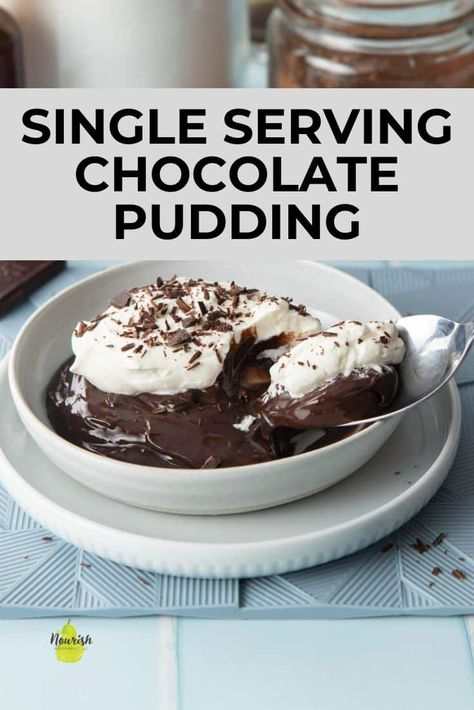 This single serving chocolate pudding is rich, creamy, and smooth. With just 5 pantry ingredients, it's easy to make in about 10 minutes, any day. It does need to chill about an hour for best chilled results. Small Batch Chocolate Pudding, Hot Chocolate Pudding Recipe, Single Serving Cookie Dough, Cherry Oatmeal, Homemade Chocolate Pudding, No Bake Pumpkin Cheesecake, Chocolate Pudding Recipes, Dark Chocolate Cookies, Pantry Ingredients