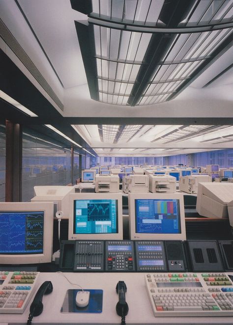 cassette futurist 80s stock market trading 1980s Office, Computer Aesthetic, 80's Vibes, Cinematic Composition, Chapo Guzman, 80s Interior, New Retro Wave, 80s Vibes, 80s Aesthetic