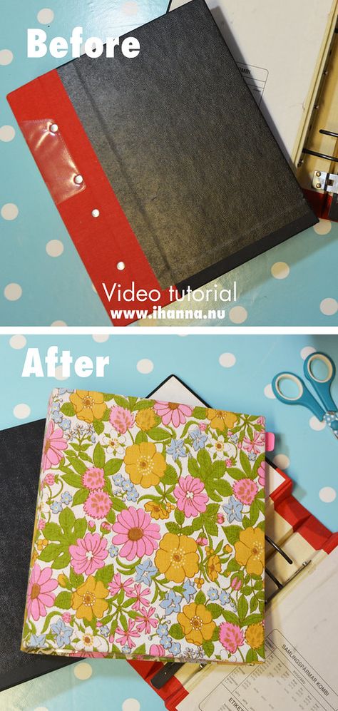 How to cover an old ring binder with beautiful, vintage fabric [Video Tutorial] | iHanna's Blog Ring Binder Cover, Phone Covers Diy, Ring Binders, Binder Cover, Kids Meal Plan, Cooking Classes For Kids, Old Rings, Kid Friendly Dinner, Diy Rhinestone