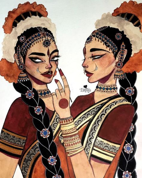 Darshini Chetty, Paint On Face, South Asian Women, Desi Art, South Asian Aesthetic, Modern Indian Art, Indian Illustration, South Asian Art, Indian Art Gallery