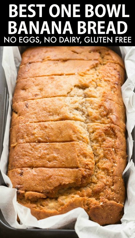 Vegan Gluten Free Banana Bread, Vegan Banana Bread Easy, One Bowl Banana Bread, Gluten Free Banana Bread Recipe, Vegan Banana Bread Recipe, Glutenfri Baking, Gluten Free Banana Bread, Vegan Banana Bread, Gluten Free Banana