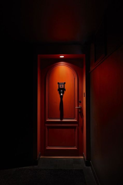 Speakeasy Decor Bar, Speakeasy Door, Red Hotel, Speakeasy Decor, Hotel Ads, Speakeasy Bar, Up Down Wall Light, Door Bar, Jazz Bar