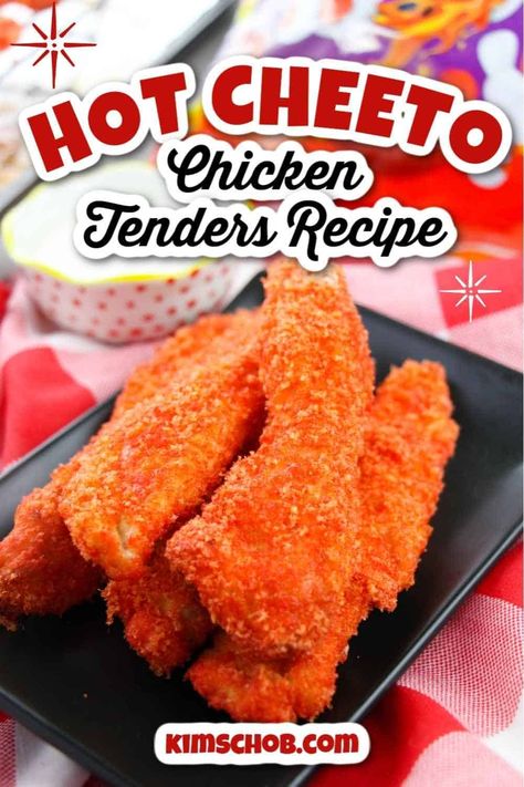 Cheeto Chicken Tenders, Hot Cheeto Chicken, Cheeto Chicken, Chicken Tender Recipes Easy, Chicken Tender Recipes, Quick Weeknight Dinners, Chicken And Waffles, Free Snacks, Chicken Tenders