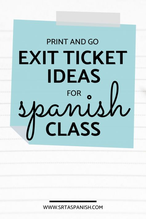 Check out these ideas for formative assessment for high school and middle school classes! Print and go or utilize technology with included Google Forms! These examples are easy to use templates for the end of your lesson plans, with a fun variety of activities! Great for after reading, stories, math, science, and world language classes! Spanish and English versions included! Engage students with exit slips and assess your students! #exittickets #exitslips #exitticketideas #spanishclass Exit Ticket Ideas, Ticket Ideas, Spanish Teacher Resources, Spanish Classroom Activities, World Language, Exit Slips, Language Classes, Middle School Spanish, Spanish Lesson Plans