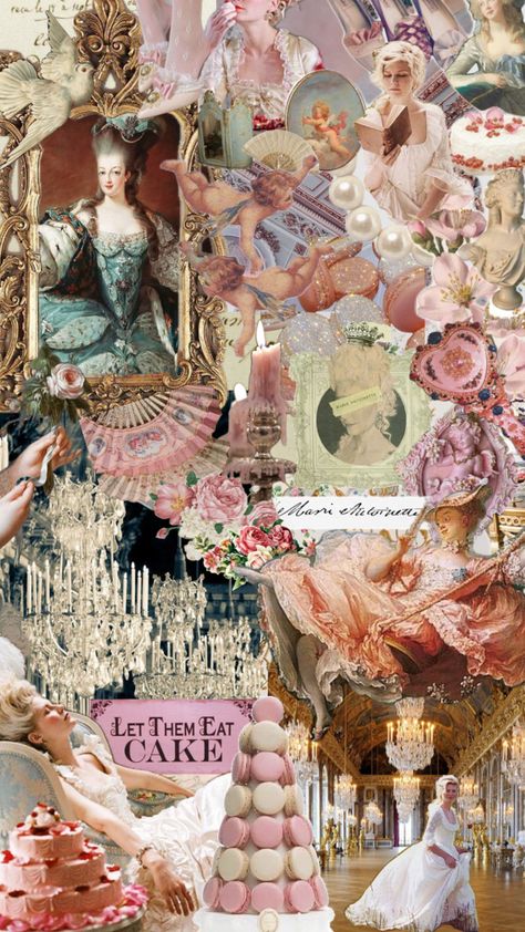 Marie Antoniette aesthetic  #marieantoinnette #marieantoinettethemovie #marieantoinetteaestethic #sofiacoppala #aesthetic #versailles #versaillesaesthetic #wallpaper #letthemeatcake #rococoteaparty Versailles Aesthetic, Versailles, Collage, Pink