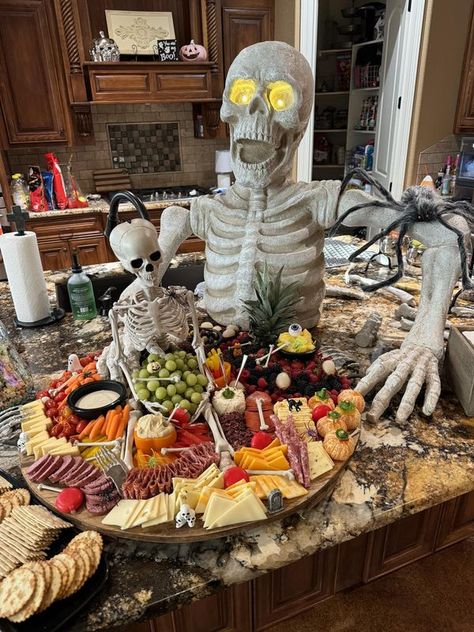 Skeleton Fruit Tray, Halloween Party Food Table, Snack Platters, Party Food Table, Boo Bash, Halloween Party Food, Snack Platter, Food Table, Halloween Food For Party