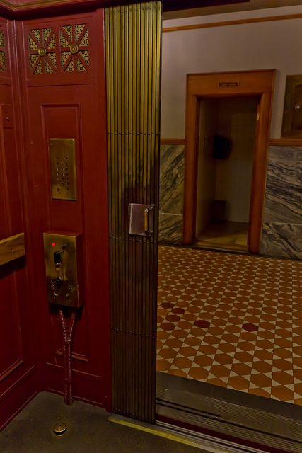 Old fashioned elevator at Top City Studios in downtown Topeka Vintage Elevator Aesthetic, Old Elevator Aesthetic, Elevator Aesthetic, Old Elevator, Movie Moodboard, Hydraulic Elevator, Elevator Lobby, 3d Space, Studio City