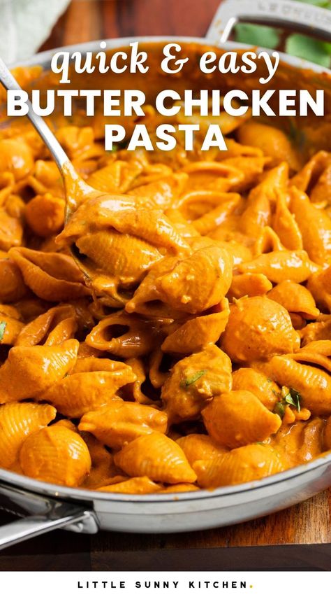 Combine everyone's favorite Indian chicken dish with filling, hearty pasta in this quick and easy Butter Chicken Pasta Recipe! Butter Chicken Spaghetti, Leftover Butter Chicken Ideas, Chicken Pasta Recipes Without Cream, Chicken Thighs Pasta Recipes, Cowboy Butter Pasta, Butter Chicken Pasta Recipes, Chicken Thigh Pasta Recipes, Easy Pasta Recipes With Chicken, One Pan Chicken Pasta