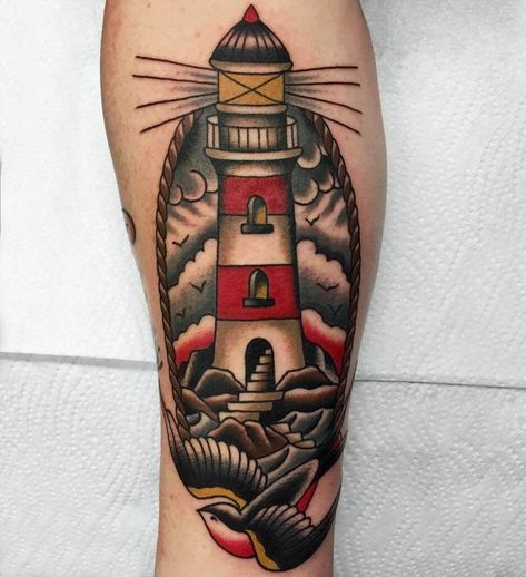 Tattoo Lighthouse, Lighthouse Tattoo Meaning, Traditional Lighthouse Tattoo, Japan Theme, Montauk Lighthouse, Traditional Tattoo Old School, Peacock Tattoo, Lighthouse Tattoo, Remembrance Tattoos