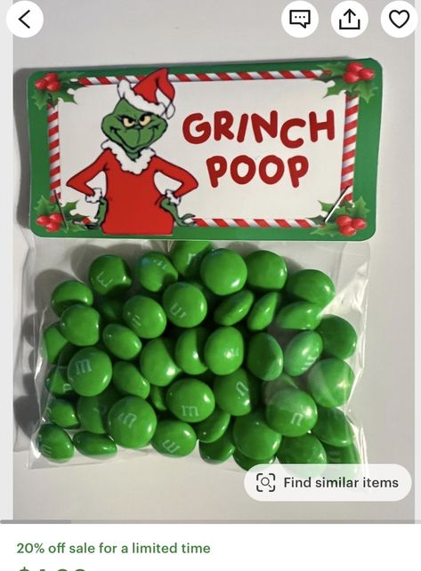 Grinch Poop, Candy Stocking Stuffers, Grinch Pills, Reindeer Noses, Grinch Christmas Party, Gag Gifts Christmas, Grinch Party, Grinch Christmas Decorations, Kids Holiday Gifts