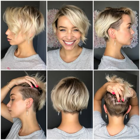 of texture to the top and gave my Bobs With An Undercut, Under Shaved Hair Bob, Pixie Bob Shaved Undercut, Undercut Bobs For Women, Women’s Undercut Bob, Blonde Undercut Bob, Blonde Bob With Undercut, Trendy Short Bobs 2023, Short Shaved Hairstyles For Women