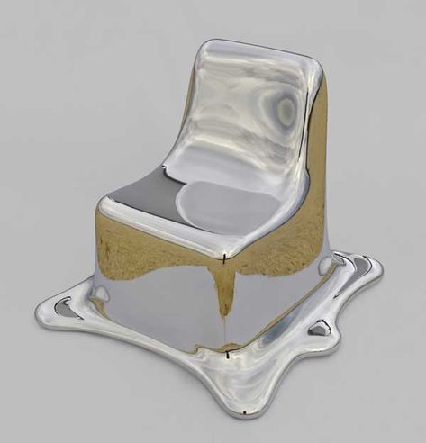 Totally cool Melting Chair. Like mercury. Or Chicago's Bean. By Philipp Aduatz. Melting Furniture, Melting Metal, Metallic Design, Sculptural Object, Casa Container, Ligne Roset, Chaise Design, Cool Chairs, Terminator