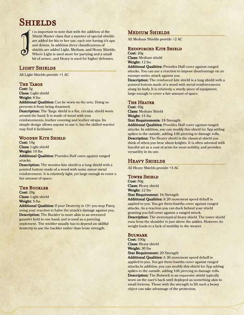 5e Homebrew Class - Shield Master - Imgur Dnd Builds, Dungeons And Dragons Rules, D D Classes, Dnd Stories, Dnd Items, Dungeon Master's Guide, Dnd Classes, D D Items, Dnd Ideas