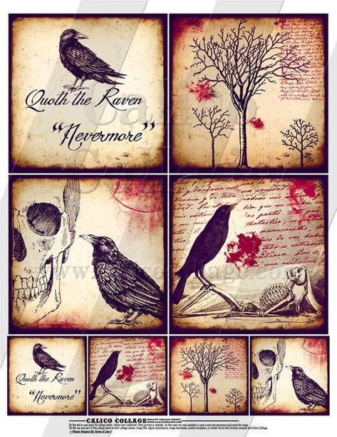 Gothic Raven Printables Free Junk Journal, Journal Printables Free, Gothic Raven, Printable Lined Paper, Etiquette Vintage, Free Vintage Printables, Decoupage Diy, Journal Vintage, Vintage Junk Journal