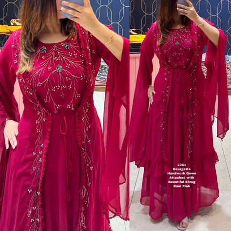 Indo Western Designer Georgette Gown for Eid | ₹ 1799 | FREE Shipping | Watsapp 9004688543 Western Party Outfit, Kurti Georgette, Western Kurti, Western Kurtis, Gown Designs, Georgette Gown, Childrens Clothes Girls, Designer Gown, Classy Dresses