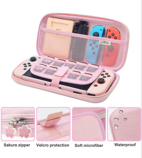 Switch Case, Nintendo Switch Case, Switch Accessories, Bunny Nails, Nintendo Switch Accessories, Pink Cases, Cute Games, Game Room Design, Hand Strap