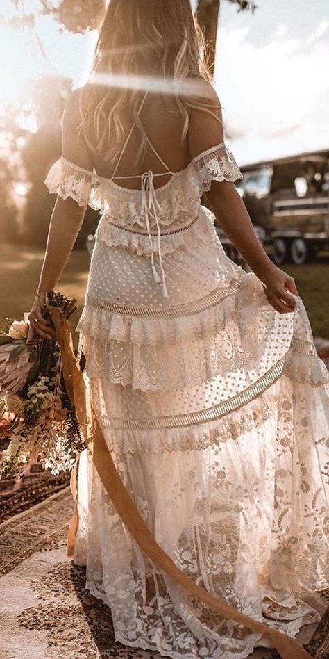 Spell Bride, October Elopement, Vowel Renewal, Boho Bridal Dress, Look Boho Chic, Boho Wedding Dresses, Wedding Dress Ideas, Hippie Wedding, Beach Wedding Dress Boho